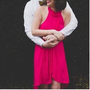 LUSH Hot Pink Halter Top Flowy Dress